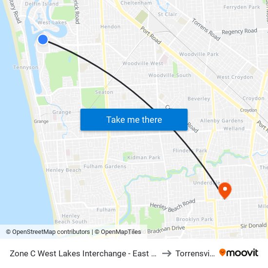 Zone C West Lakes Interchange - East side to Torrensville map