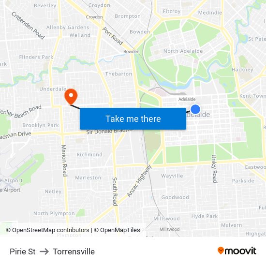 Pirie St to Torrensville map