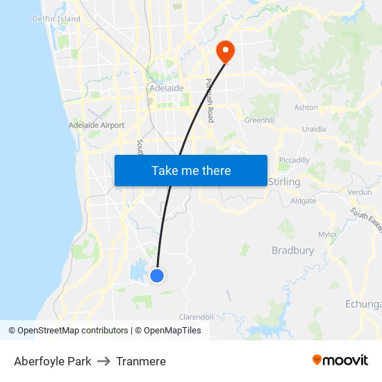 Aberfoyle Park to Tranmere map