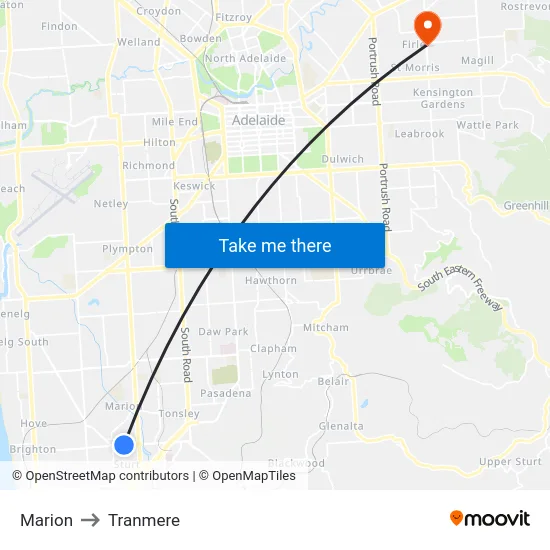 Marion to Tranmere map