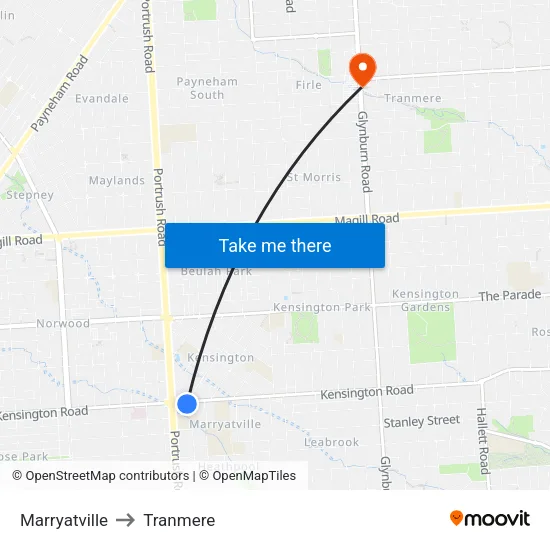 Marryatville to Tranmere map