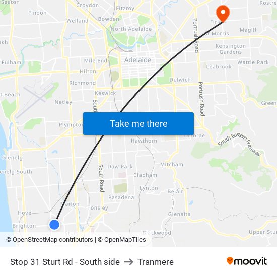 Stop 31 Sturt Rd - South side to Tranmere map