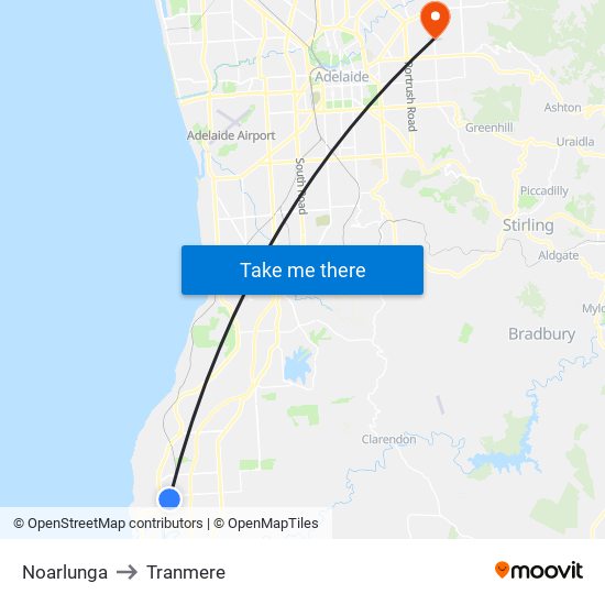 Noarlunga to Tranmere map