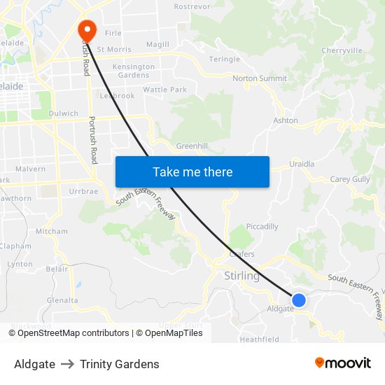 Aldgate to Trinity Gardens map