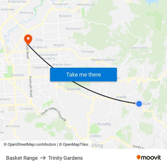 Basket Range to Trinity Gardens map