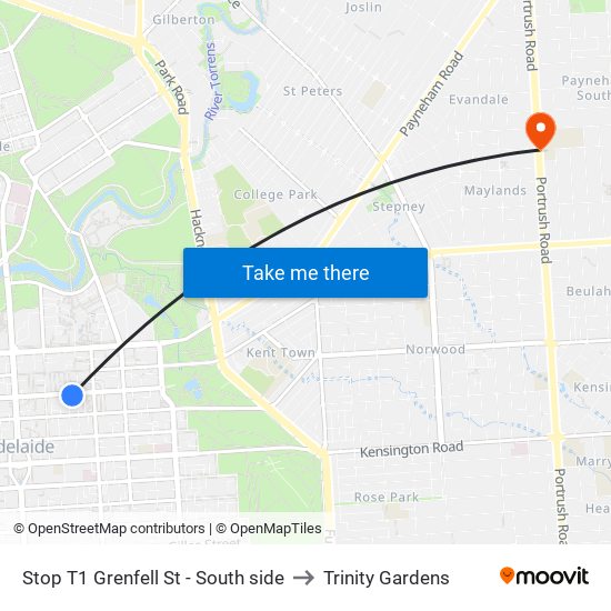 Stop T1 Grenfell St - South side to Trinity Gardens map