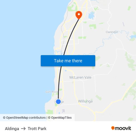 Aldinga to Trott Park map