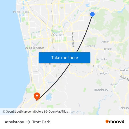 Athelstone to Trott Park map