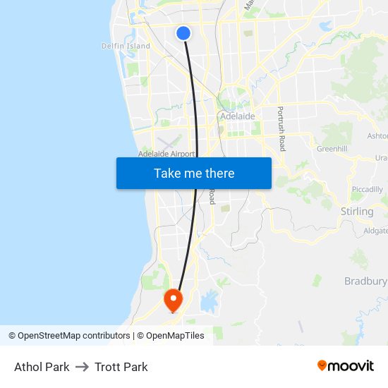 Athol Park to Trott Park map