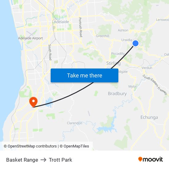 Basket Range to Trott Park map