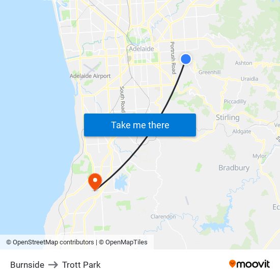 Burnside to Trott Park map