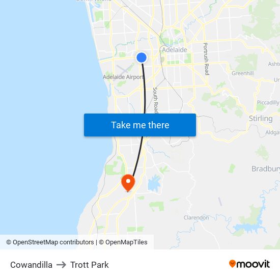 Cowandilla to Trott Park map