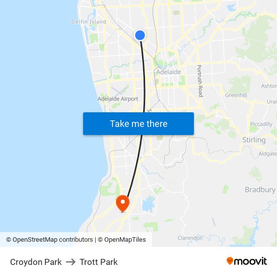 Croydon Park to Trott Park map