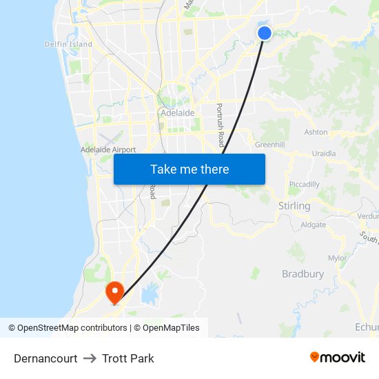 Dernancourt to Trott Park map