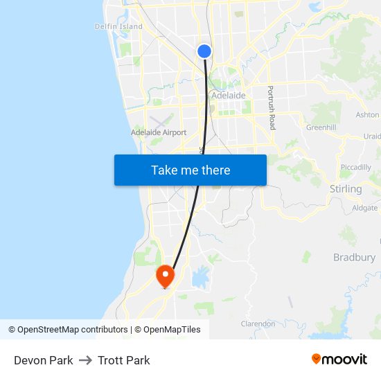 Devon Park to Trott Park map