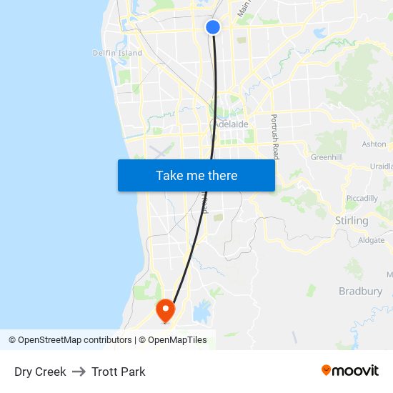 Dry Creek to Trott Park map