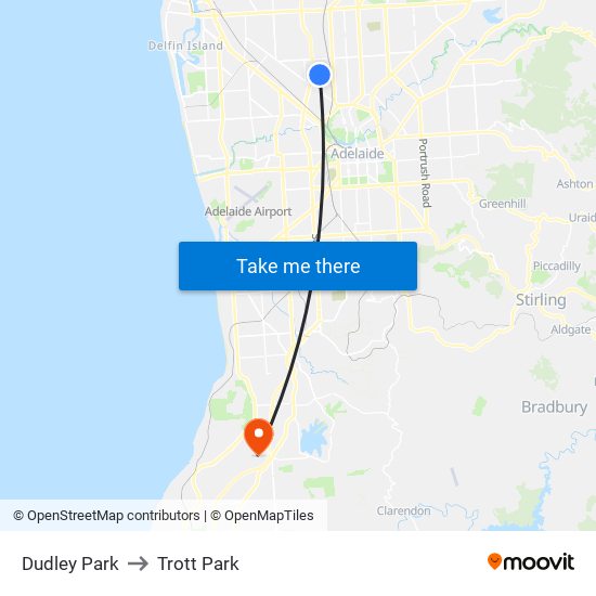 Dudley Park to Trott Park map