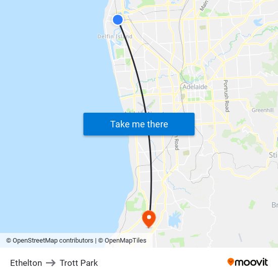 Ethelton to Trott Park map