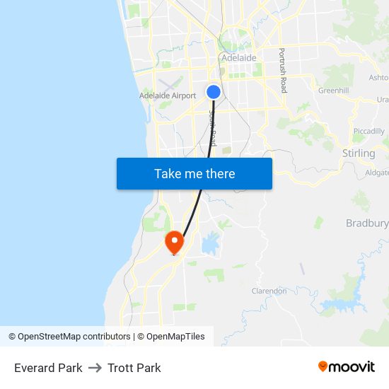 Everard Park to Trott Park map