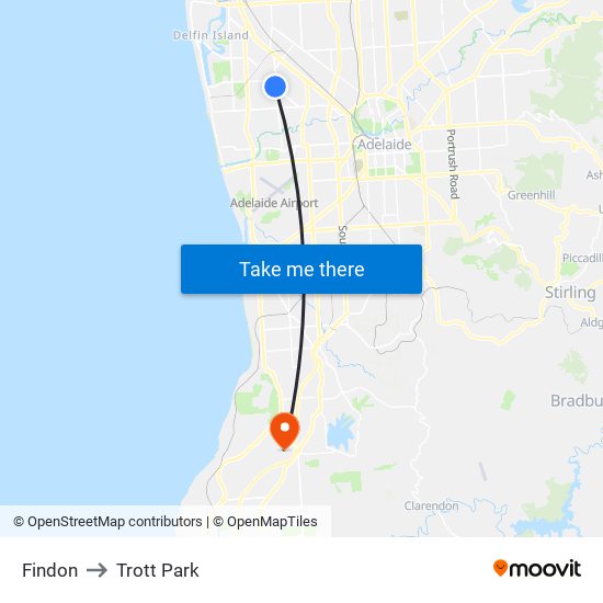 Findon to Trott Park map