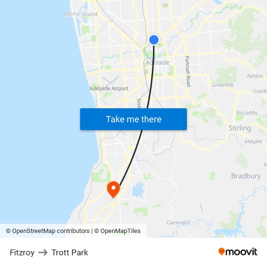 Fitzroy to Trott Park map