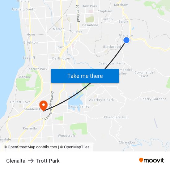 Glenalta to Trott Park map