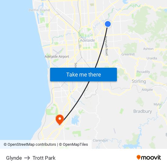 Glynde to Trott Park map