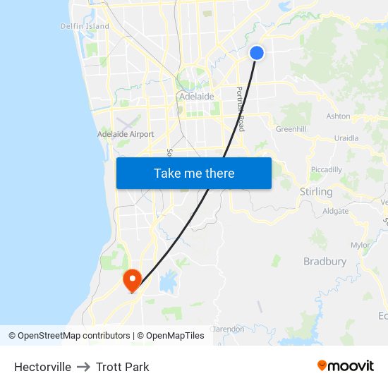 Hectorville to Trott Park map