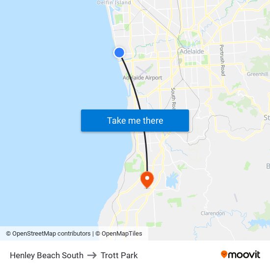 Henley Beach South to Trott Park map