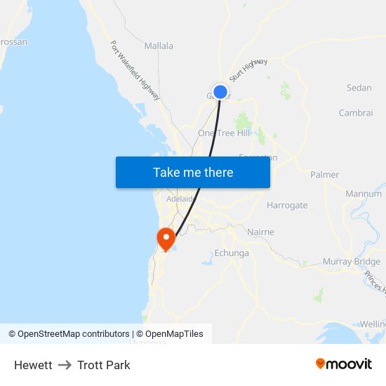 Hewett to Trott Park map