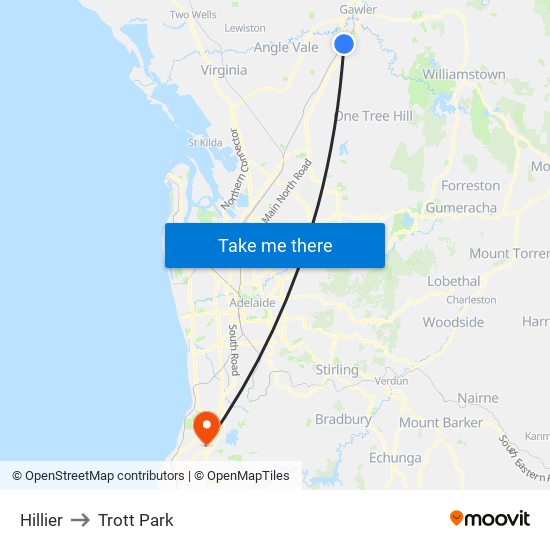 Hillier to Trott Park map