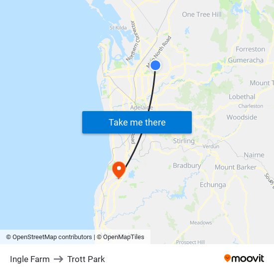 Ingle Farm to Trott Park map