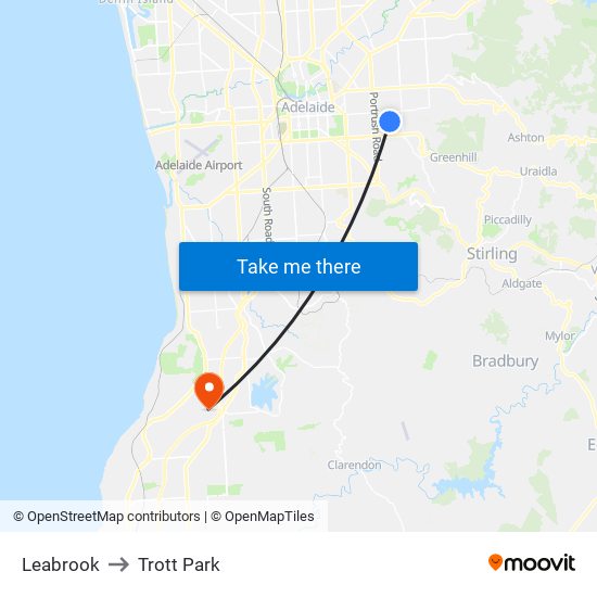 Leabrook to Trott Park map