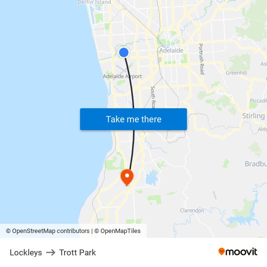 Lockleys to Trott Park map