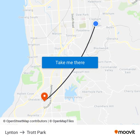 Lynton to Trott Park map