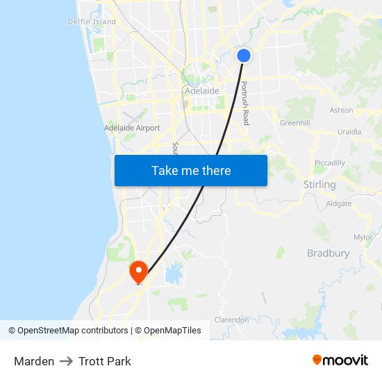 Marden to Trott Park map