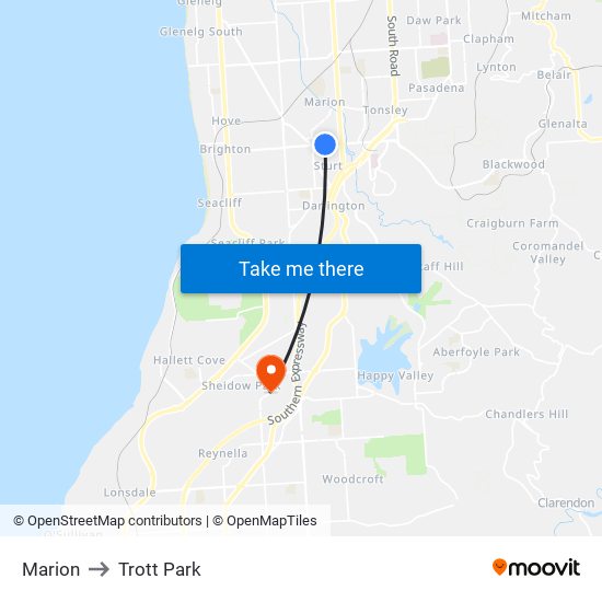 Marion to Trott Park map
