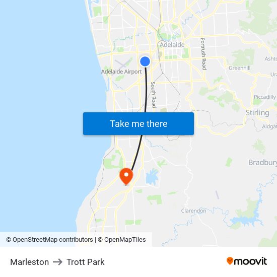 Marleston to Trott Park map