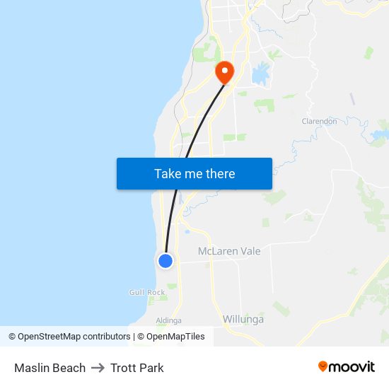 Maslin Beach to Trott Park map