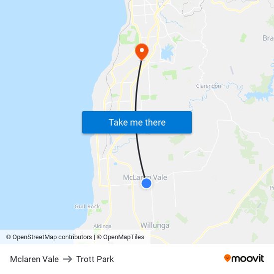 Mclaren Vale to Trott Park map