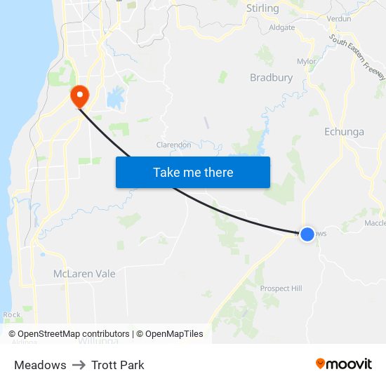 Meadows to Trott Park map