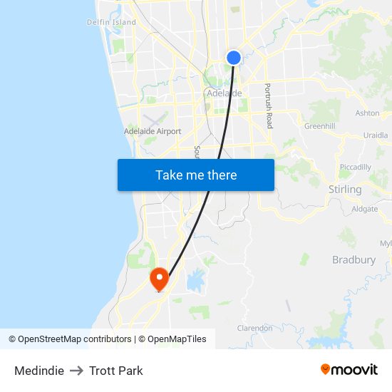 Medindie to Trott Park map