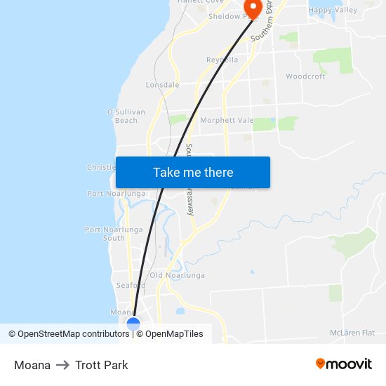 Moana to Trott Park map