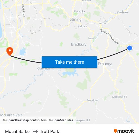 Mount Barker to Trott Park map