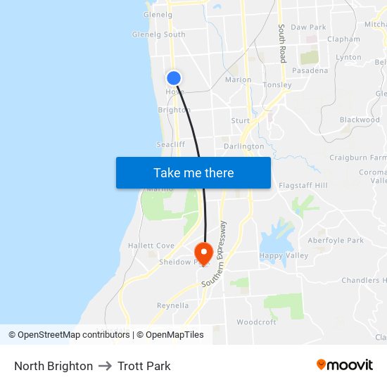 North Brighton to Trott Park map