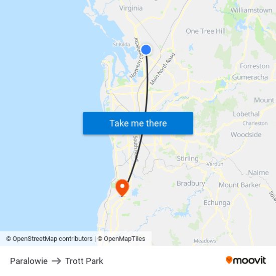Paralowie to Trott Park map