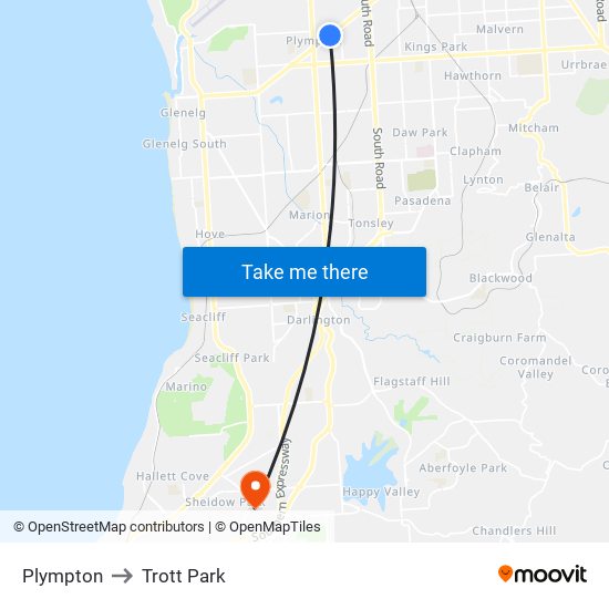 Plympton to Trott Park map