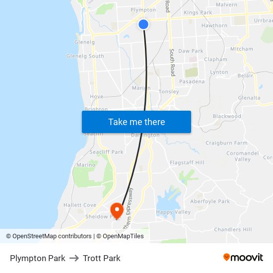 Plympton Park to Trott Park map