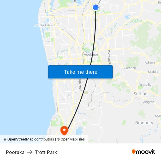 Pooraka to Trott Park map