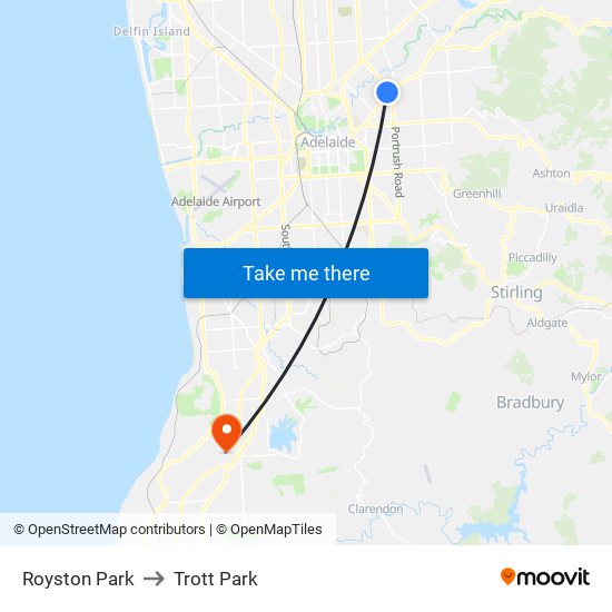 Royston Park to Trott Park map